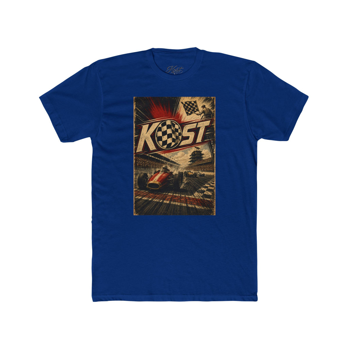 Retro Racing T-Shirt — "KOST" Vintage Checkered Flag Tee
