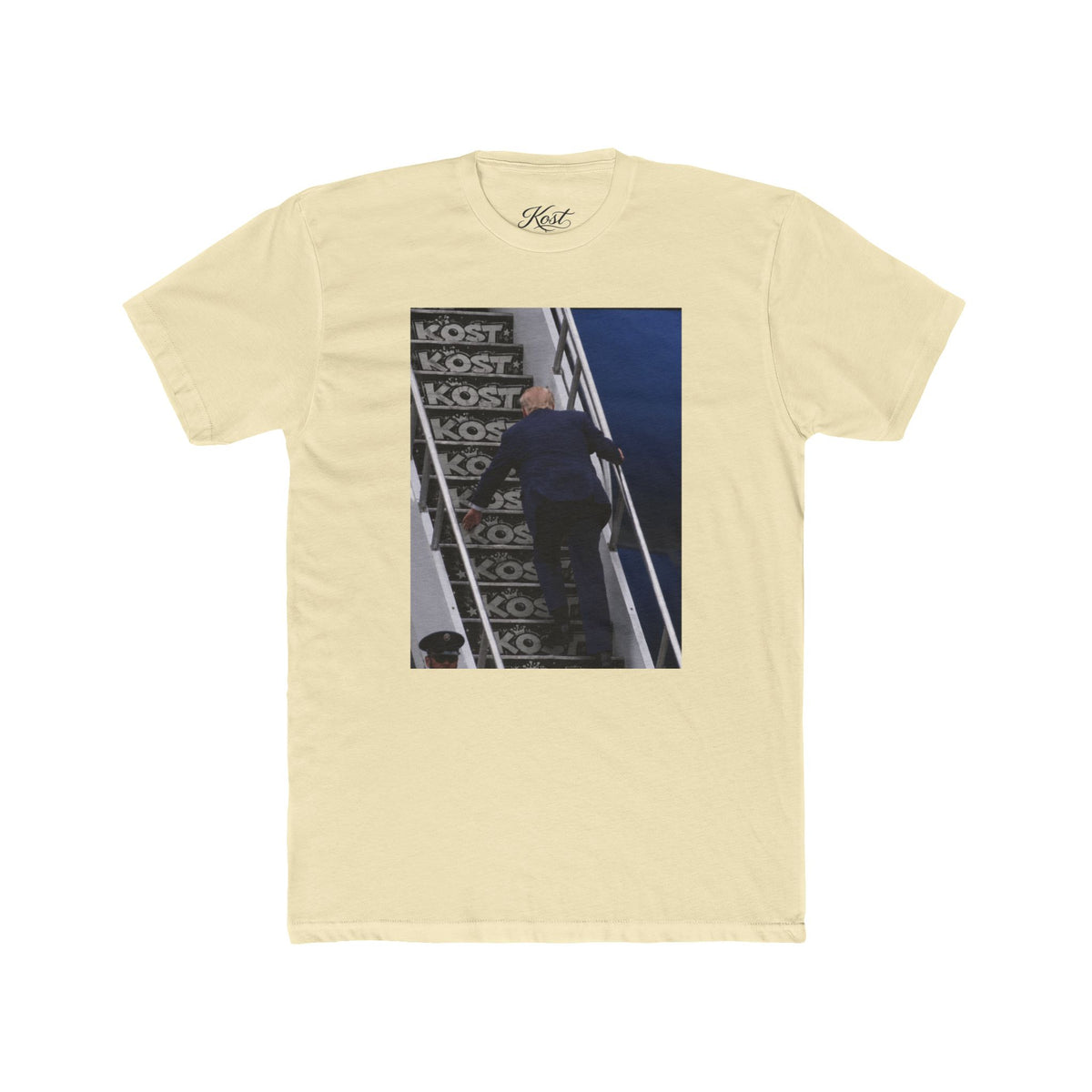 Vintage Skate Stairs Photo Tee — KOST Logo Graphic Crew Shirt