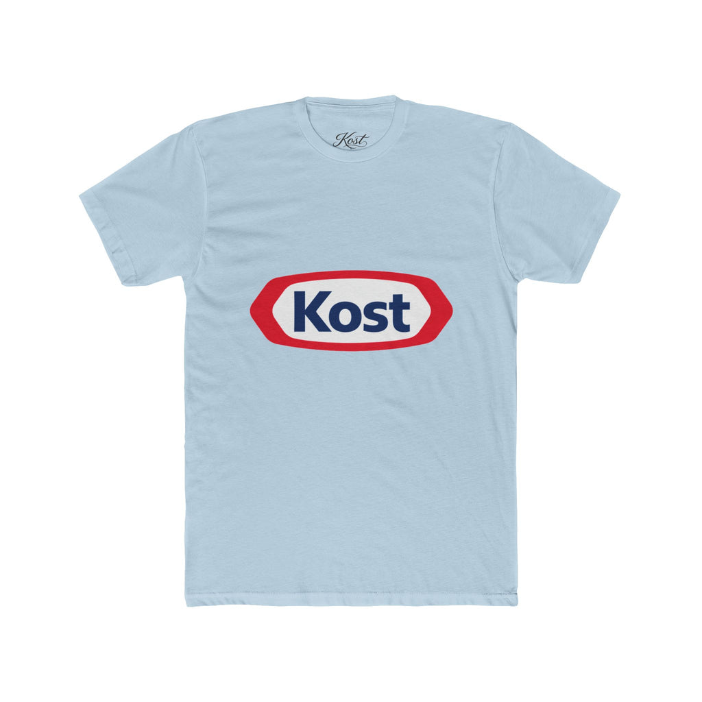 Kost Logo T-Shirt — Retro Red & Blue Graphic Crew Tee