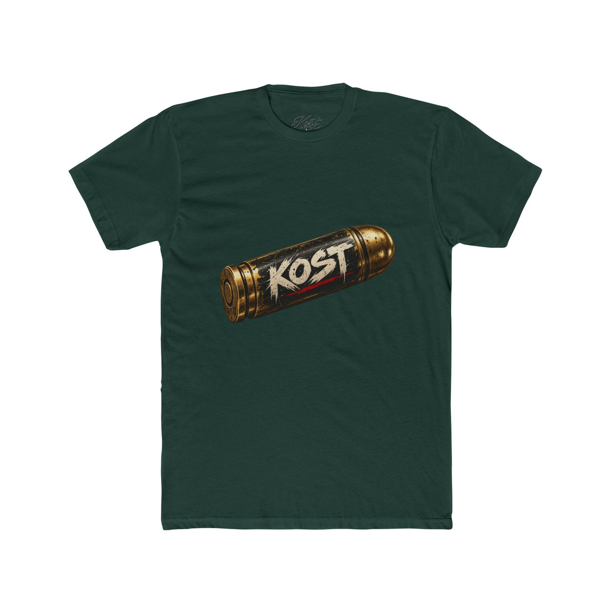 Bullet Logo T‑Shirt — "KOST" Vintage Brass Bullet Graphic