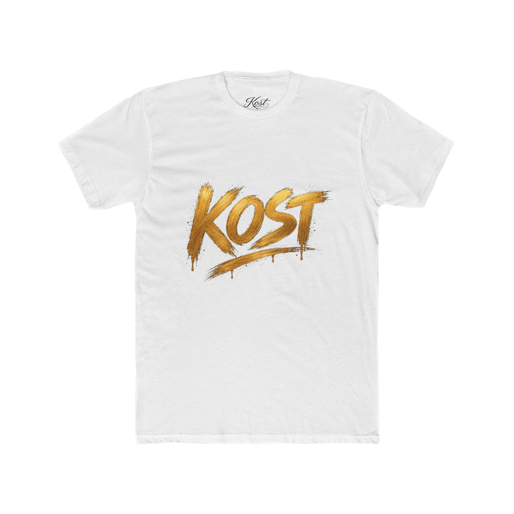 KOST Gold Script T‑Shirt — Streetwear Graphic Tee with Metallic Brush Lettering