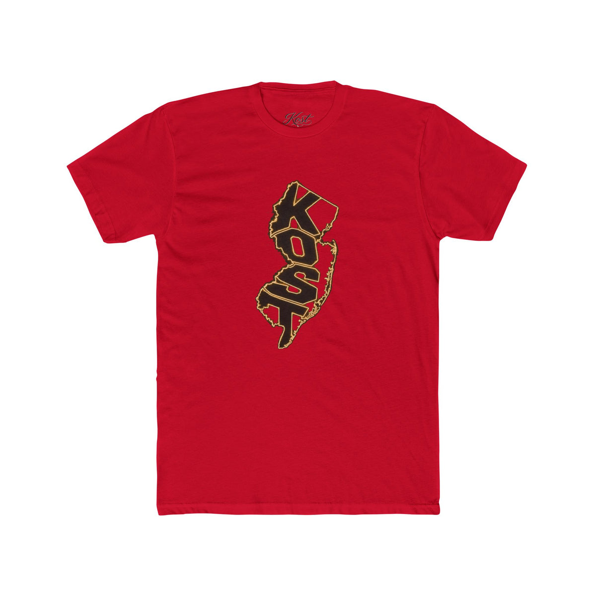 New Jersey KOSO State Outline Tee — Vintage Gold Script Jersey T-Shirt