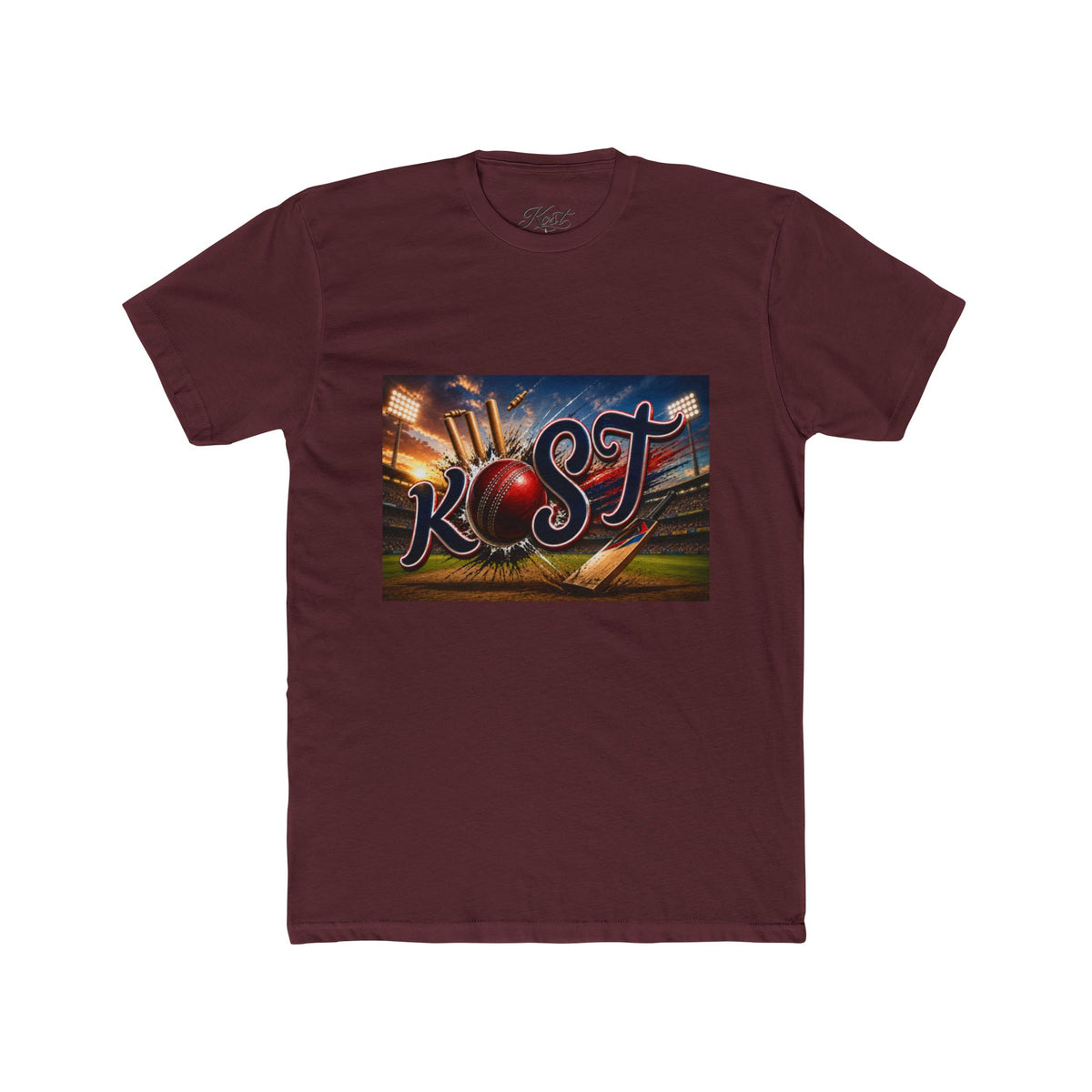 Rost Cityscape Crew Tee — Retro Neon Script Graphic T-Shirt