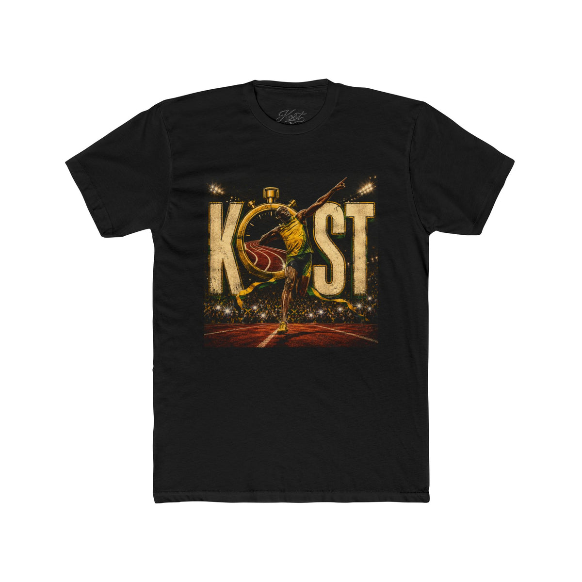 KOST Track Runner Graphic Tee — 'KOST' Stopwatch Running Design