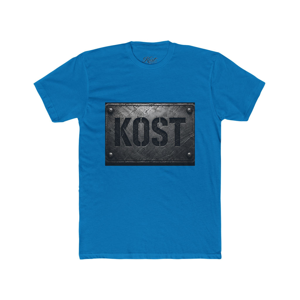 KOST Industrial Metal Plaque T‑Shirt — Vintage Steel Nameplate Tee