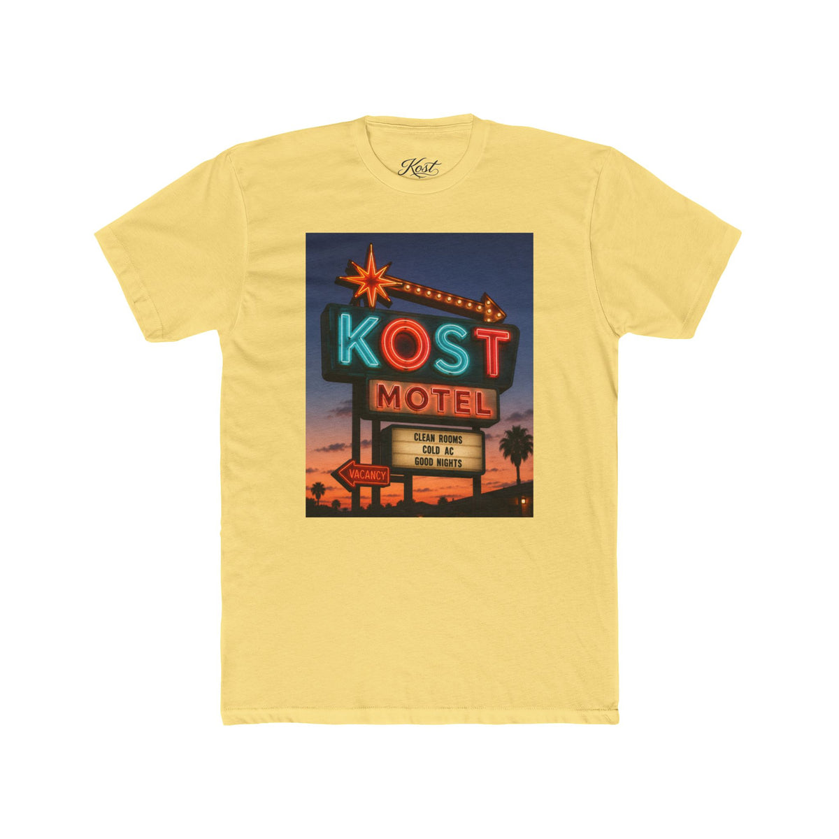 KOST Motel Retro Neon Sign Cotton T-Shirt