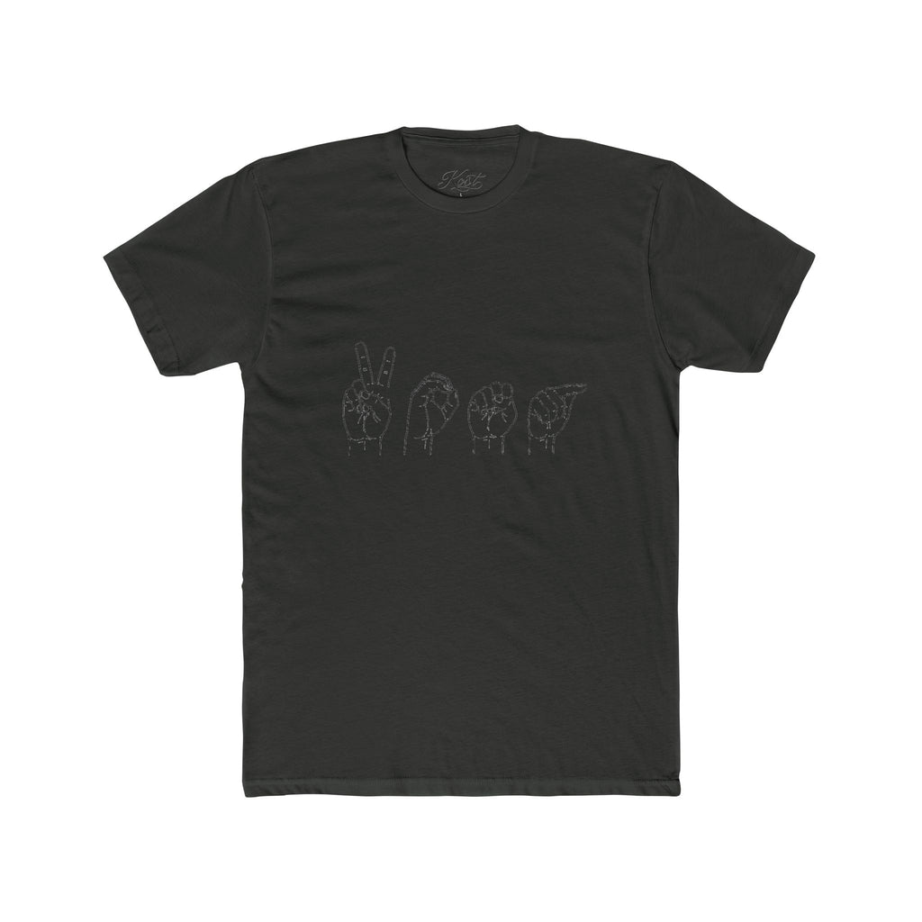 ASL Love Line Art Tee — "LOVE" Fingerspelling Cotton T‑Shirt