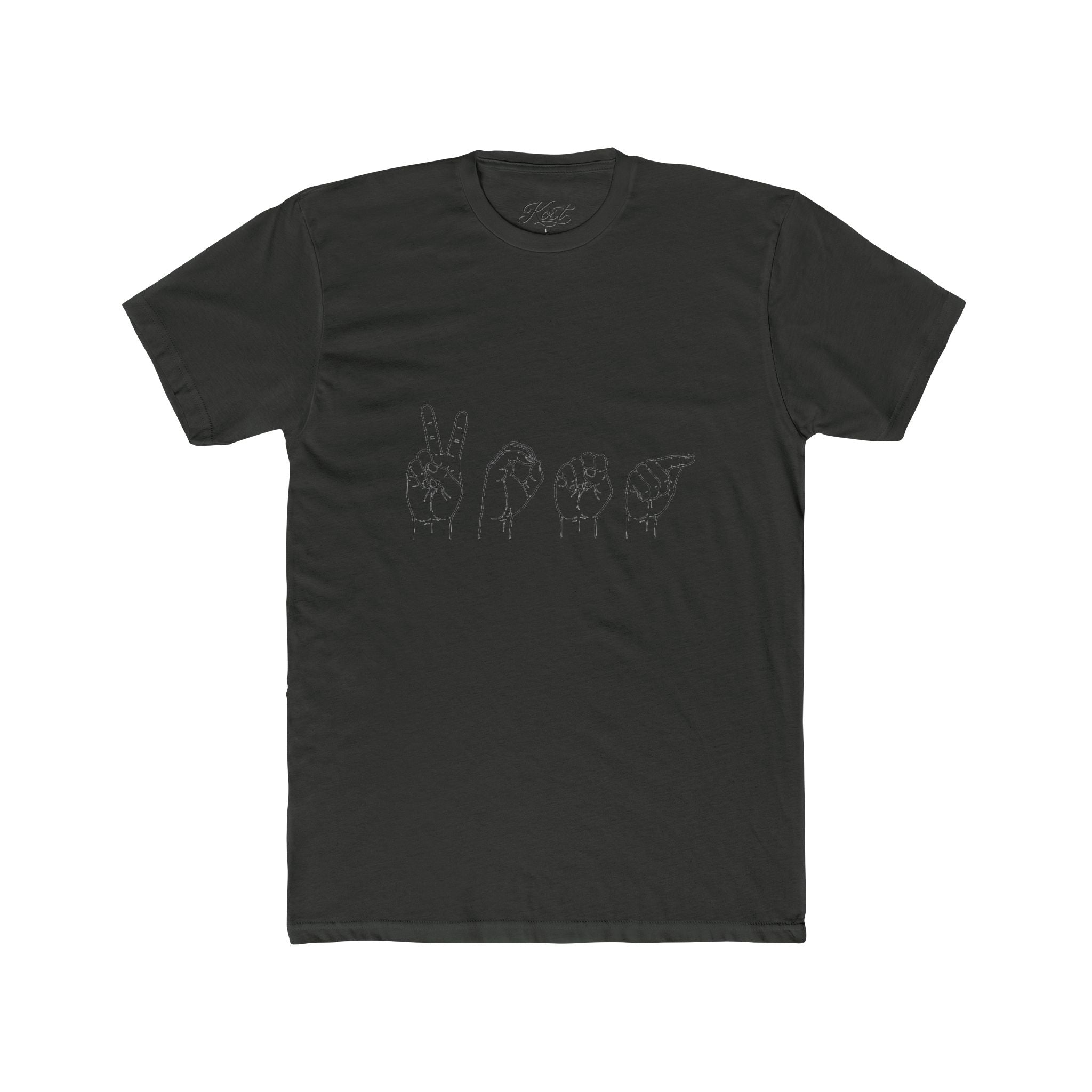 ASL Love Line Art Tee — "LOVE" Fingerspelling Cotton T‑Shirt