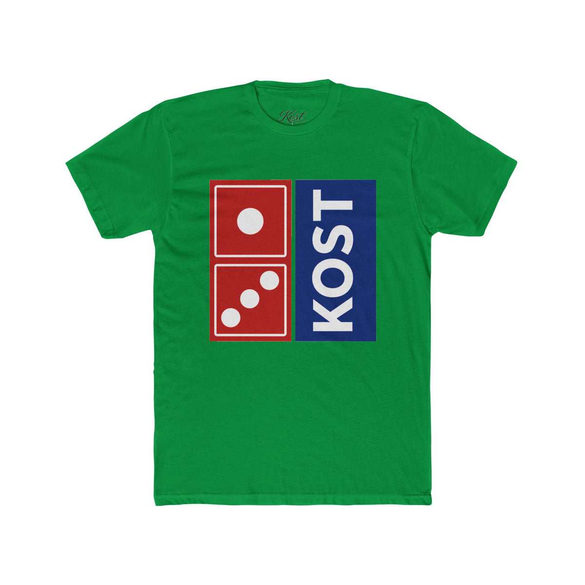 KOST Domino Logo Tee — Retro Red & Blue Graphic T-Shirt