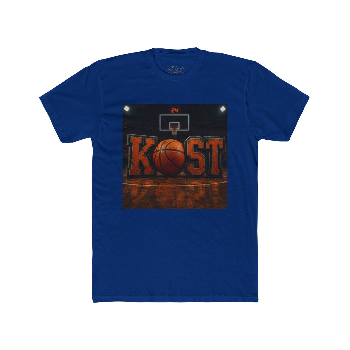 Basketball Court Graphic Tee — 'KOST' Logo with Basketball