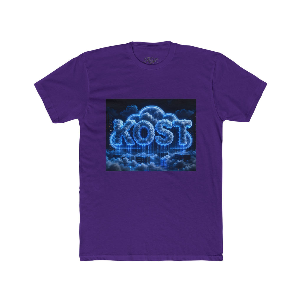 Cloud Glow T‑Shirt — 'KOST' Neon Blue Cloud Graphic Tee