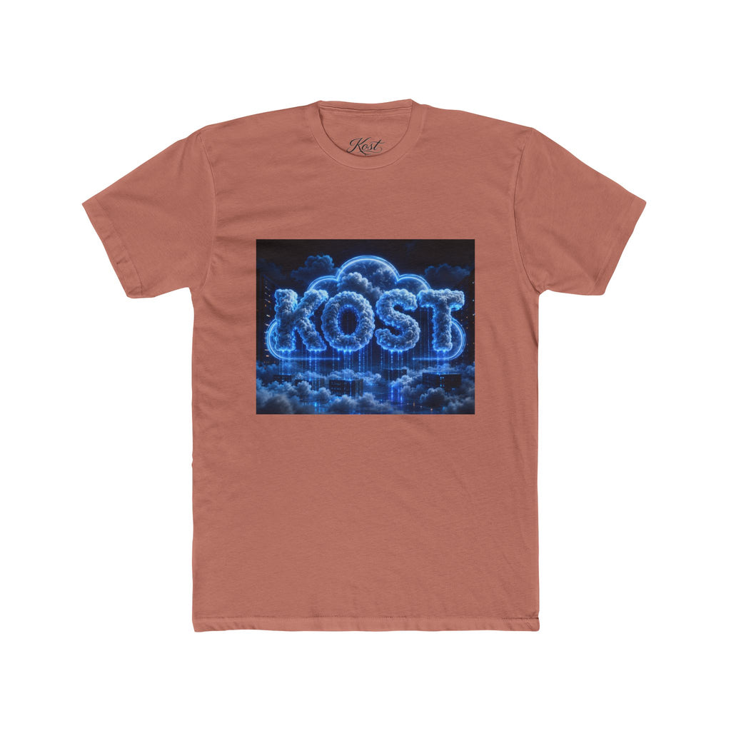 Cloud Glow T‑Shirt — 'KOST' Neon Blue Cloud Graphic Tee