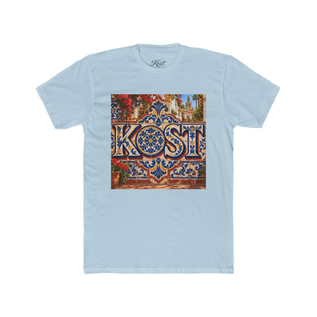 Ornate Blue and Red Tile Pattern T-Shirt
