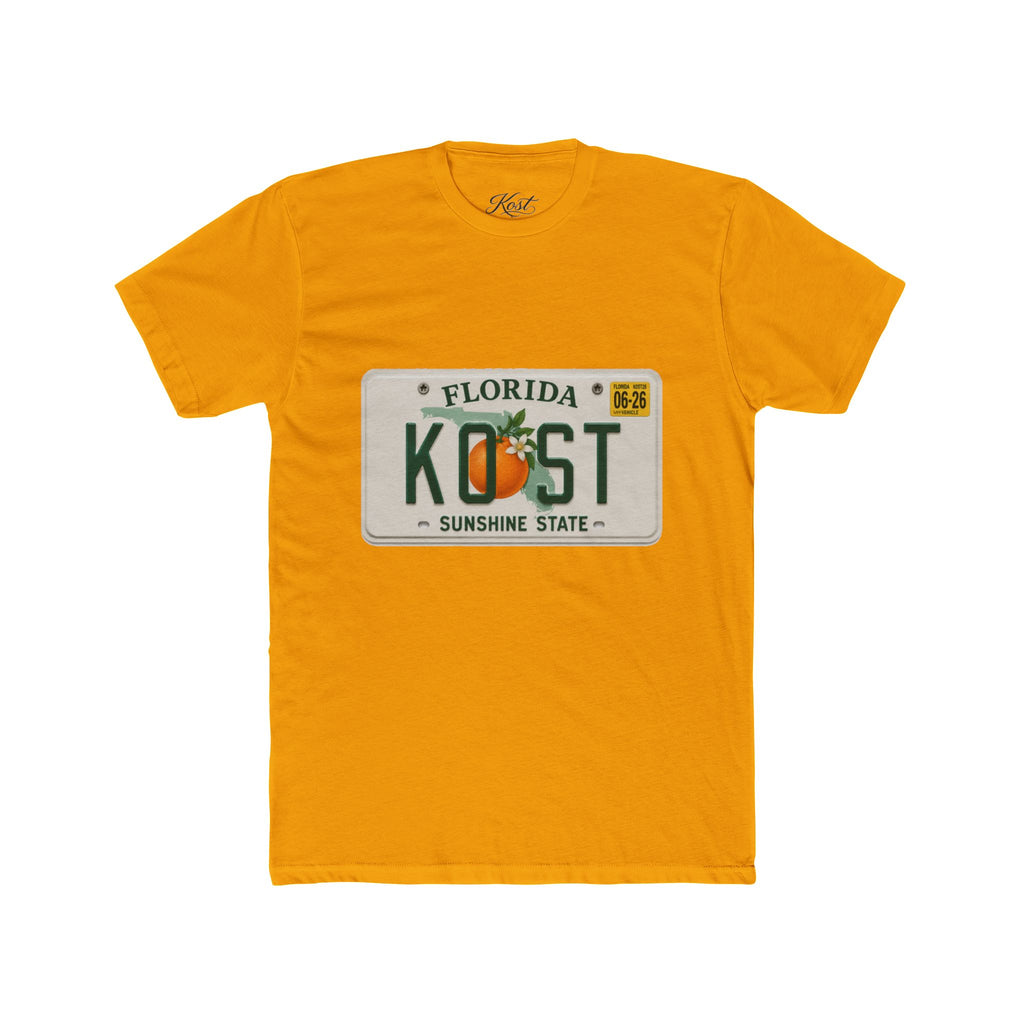 Florida License Plate Tee - 'KOST' Sunshine State Orange Design