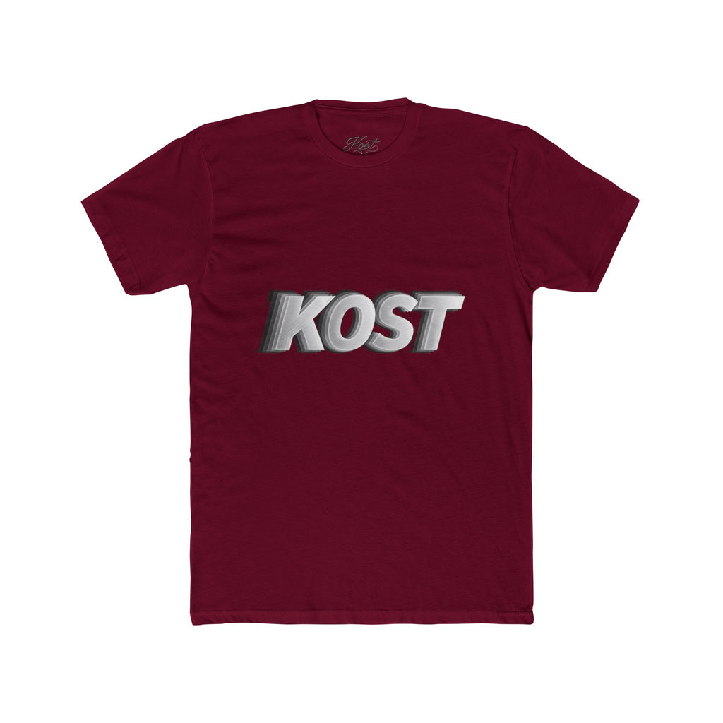 KOST 3D Metallic Logo Tee — White Graphic Crewneck T-Shirt