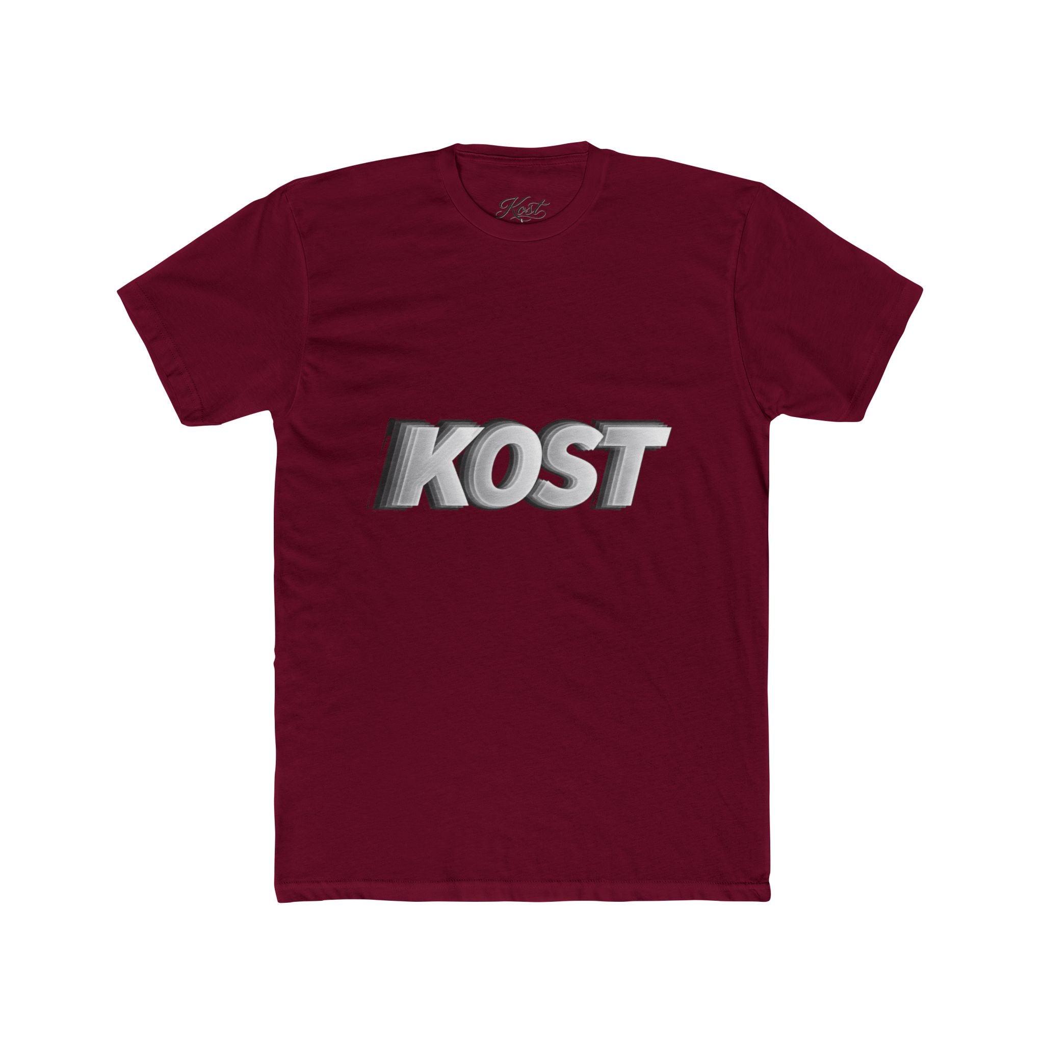 KOST 3D Metallic Logo Tee — White Graphic Crewneck T-Shirt