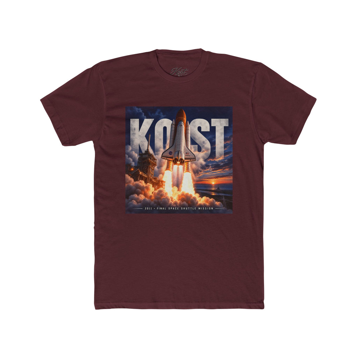Space Shuttle Launch Graphic Tee — 'KOST' Retro Rocket Crew Shirt
