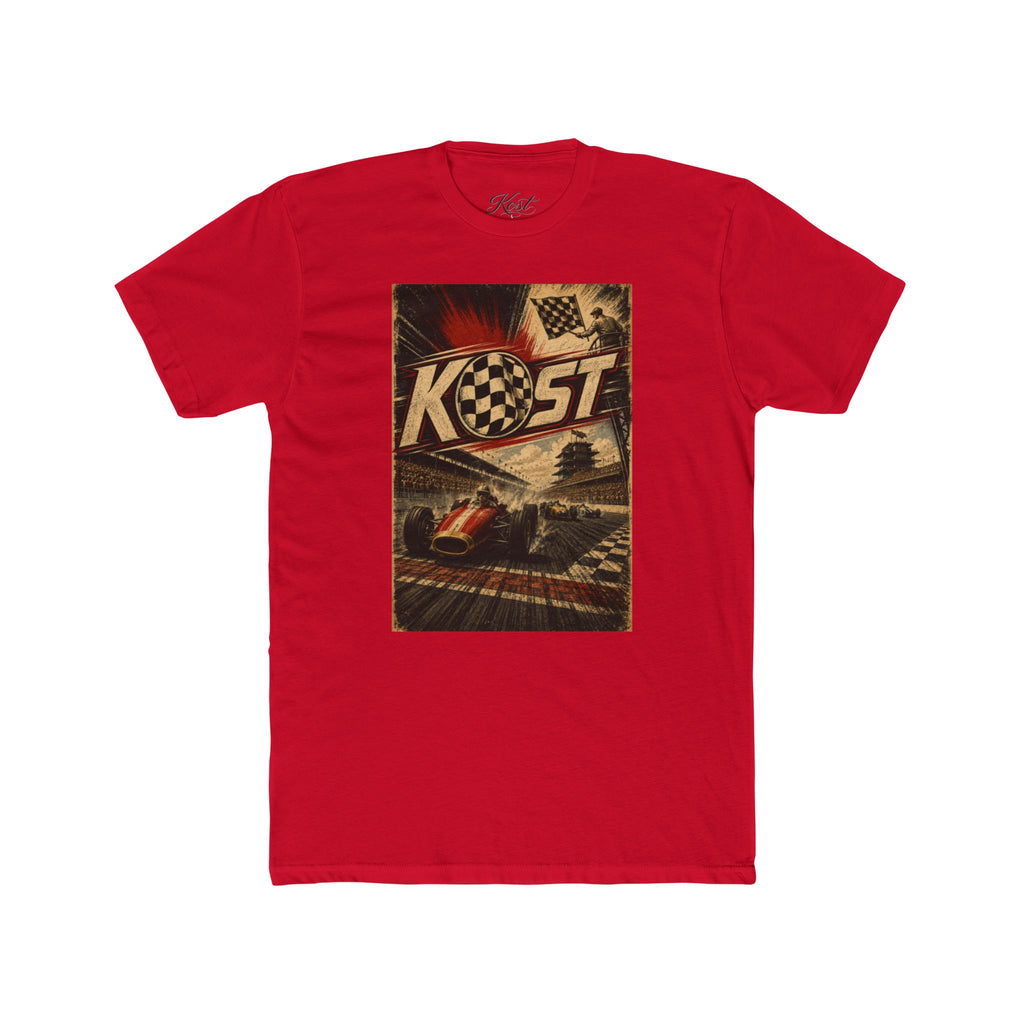 Retro Racing T-Shirt — "KOST" Vintage Checkered Flag Tee
