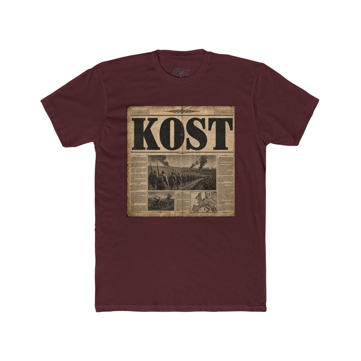 Vintage Newspaper 'KOST' Graphic Tee — Retro Travel Photo Shirt