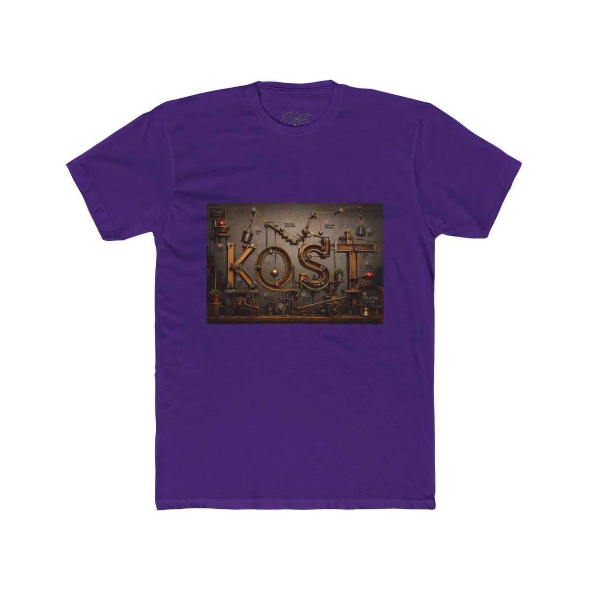 Retro Industrial 'KOST' Graphic Tee — Vintage Steampunk Lettering Shirt