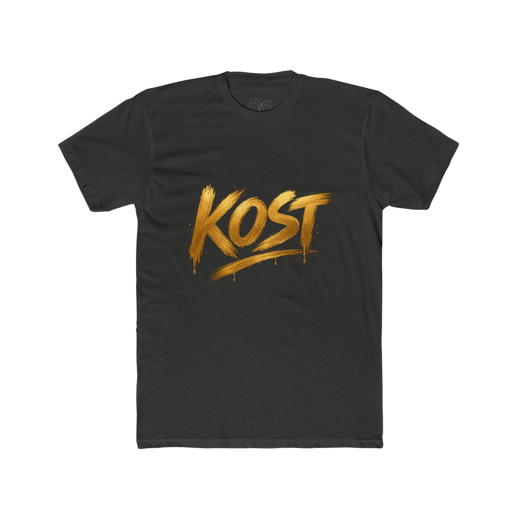KOST Gold Script T‑Shirt — Streetwear Graphic Tee with Metallic Brush Lettering