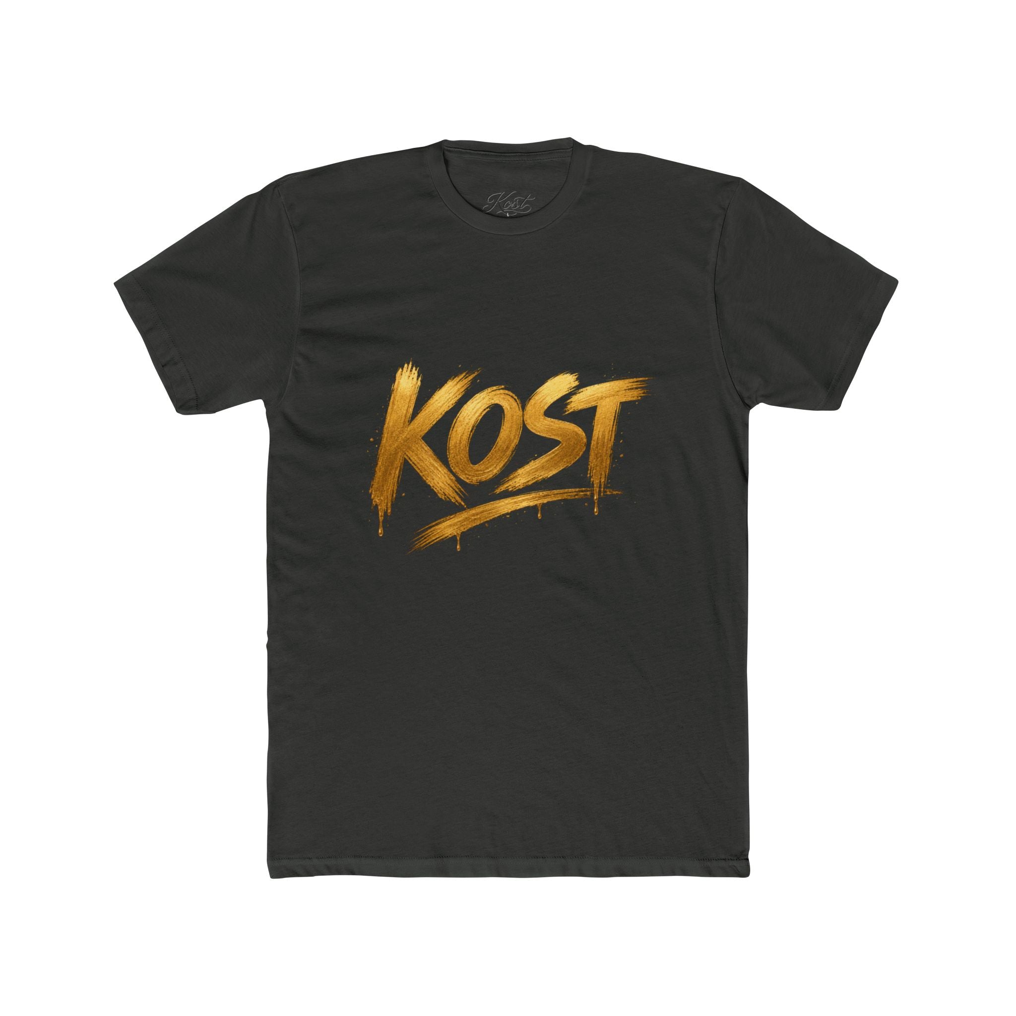 KOST Gold Script T‑Shirt — Streetwear Graphic Tee with Metallic Brush Lettering