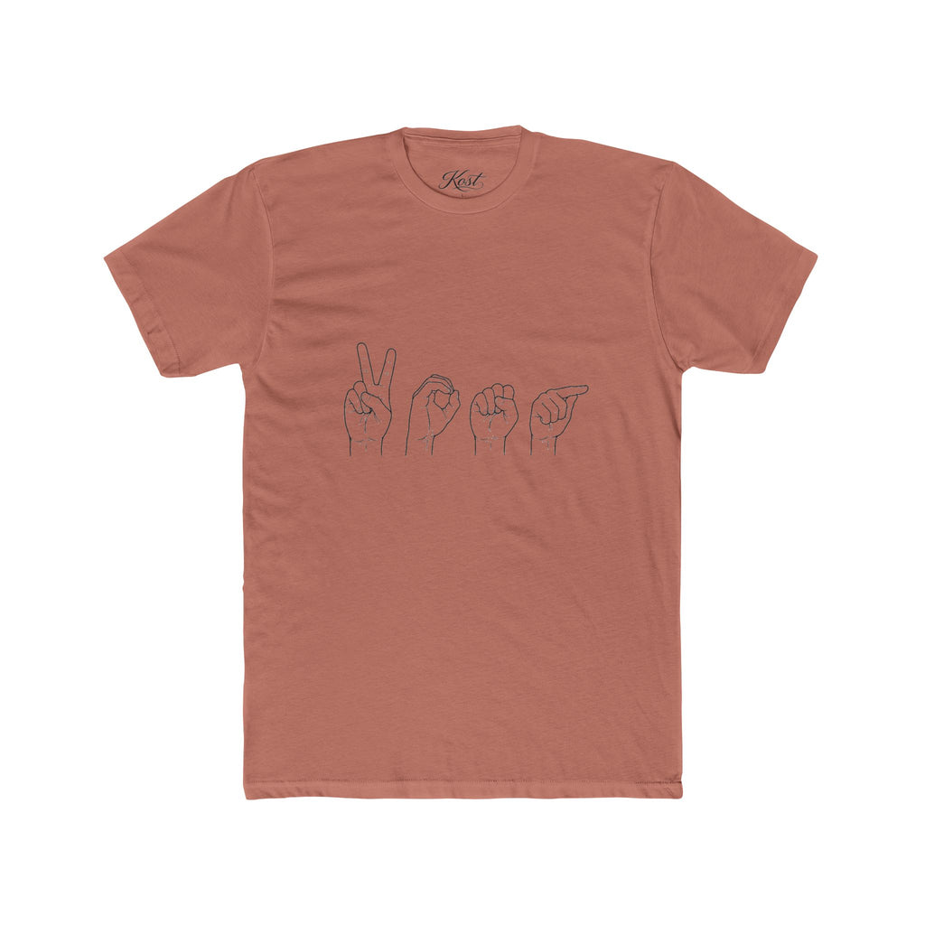 ASL Love Line Art Tee — "LOVE" Fingerspelling Cotton T‑Shirt