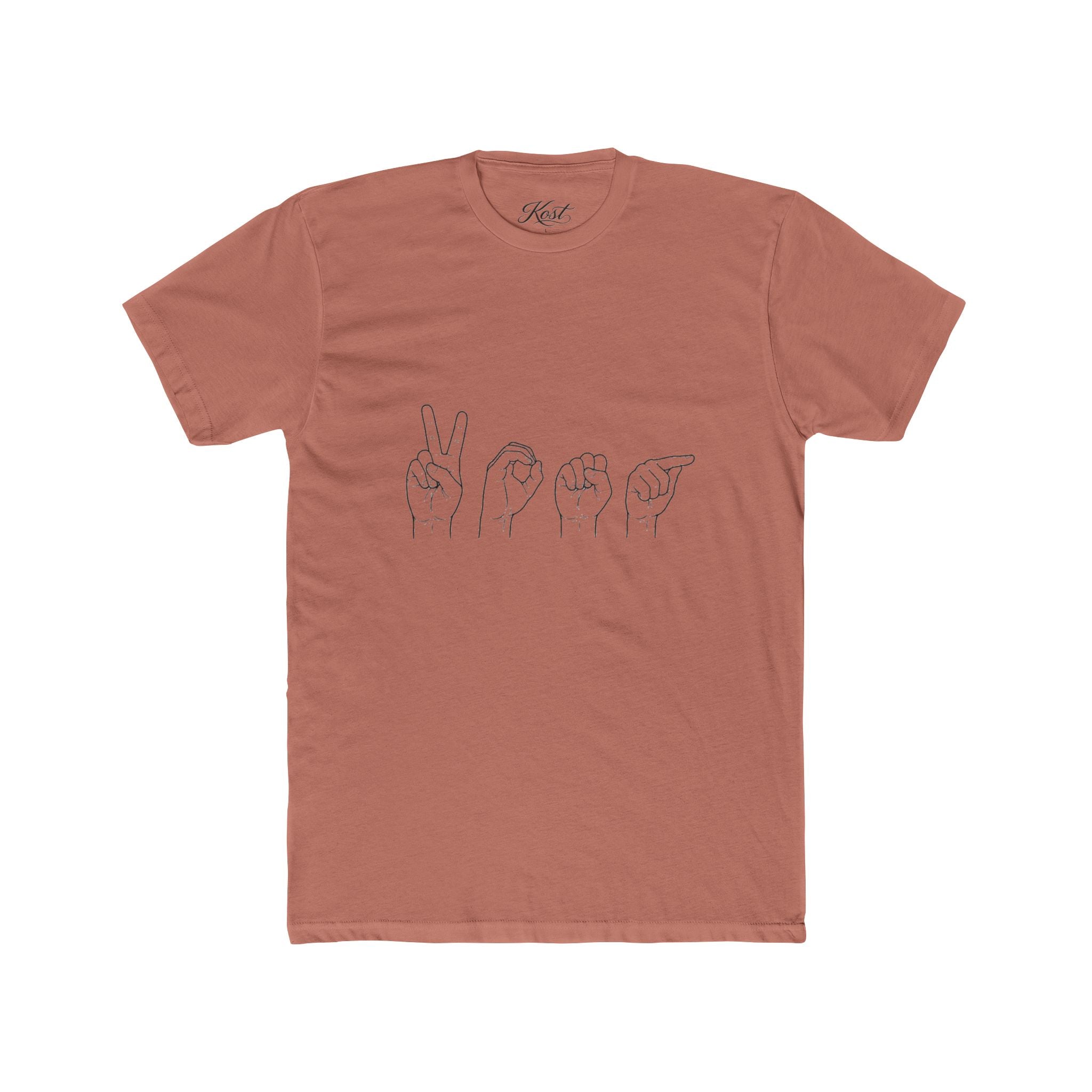 ASL Love Line Art Tee — "LOVE" Fingerspelling Cotton T‑Shirt