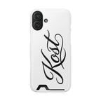 Phone Case with Card Holder – Elegant Black Calligraphy Design