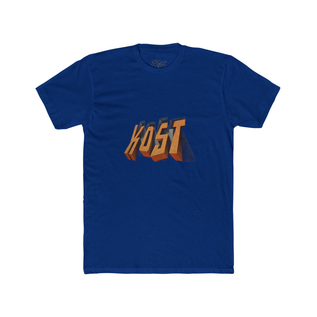 Retro 3D 'KOST' Graphic Tee — Vintage Orange Shadow Cotton T-Shirt