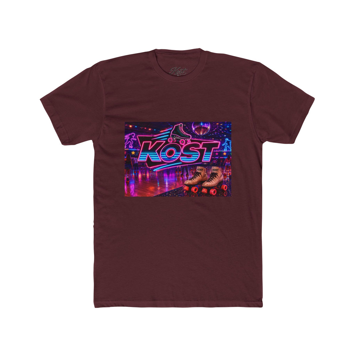 Retro Roller Disco Tee — “KOST” Neon Skate Graphic T-Shirt