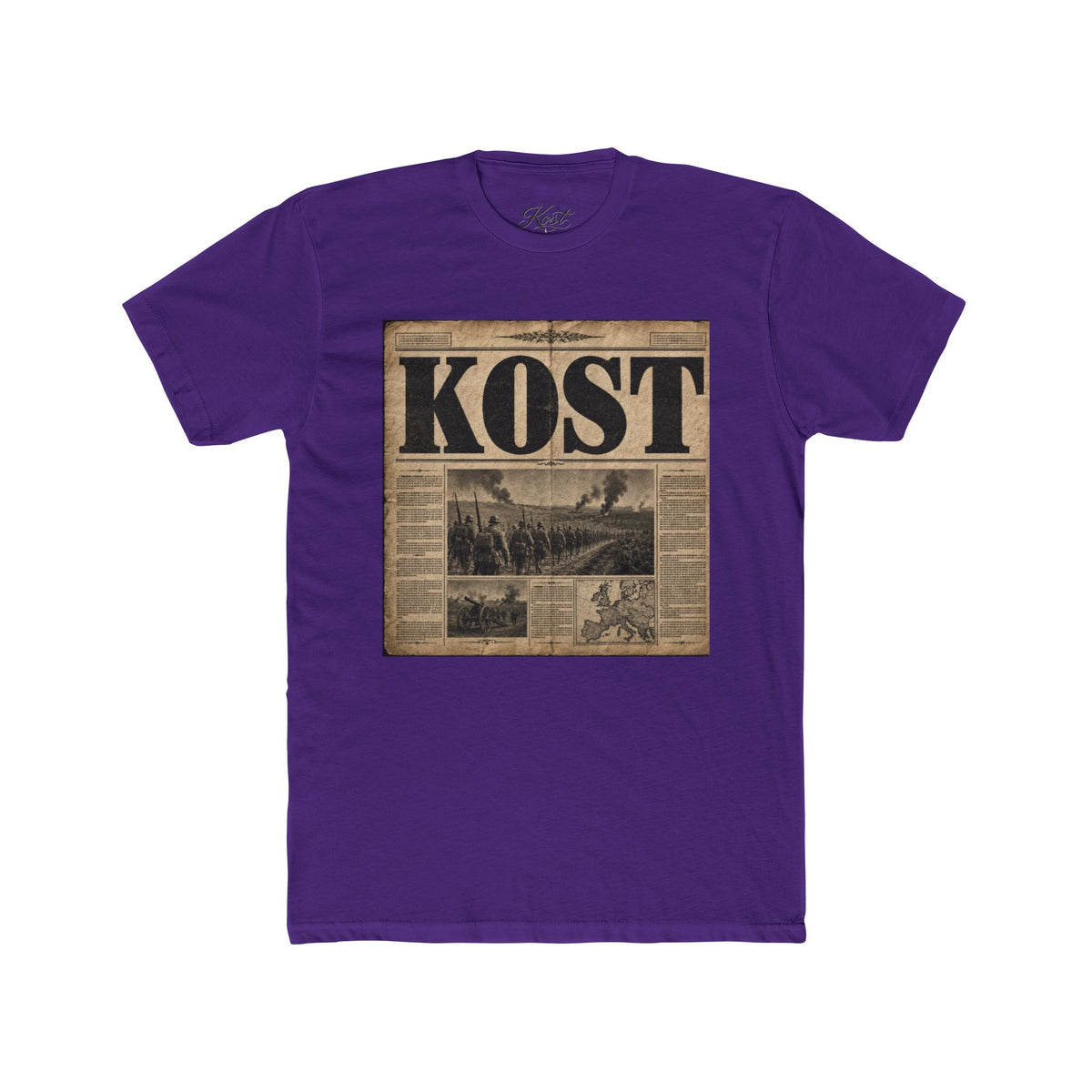Vintage Newspaper 'KOST' Graphic Tee — Retro Travel Photo Shirt