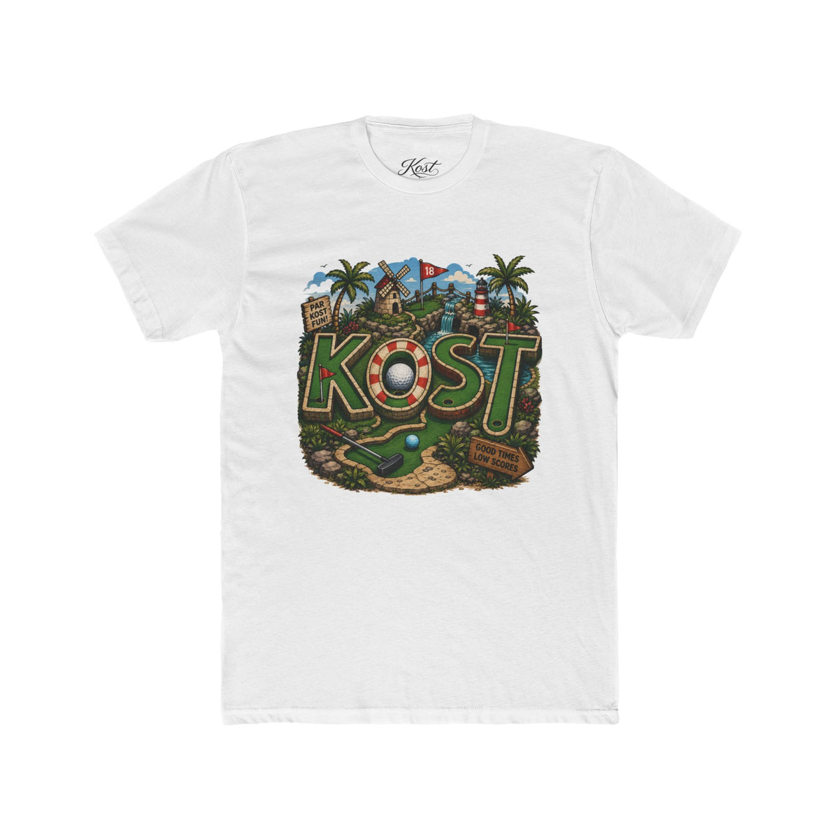 KOST Golf Course Graphic Tee — Vintage Island Mini Golf Design