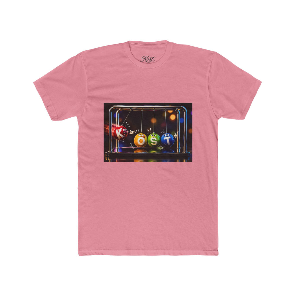 Newton's Cradle Kinetic Art Tee — 'Kest' Logo Graphic Cotton Shirt