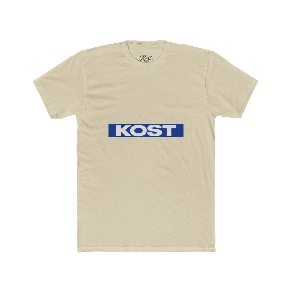 KOST Logo Tee — Retro Blue Box Graphic Cotton T‑Shirt
