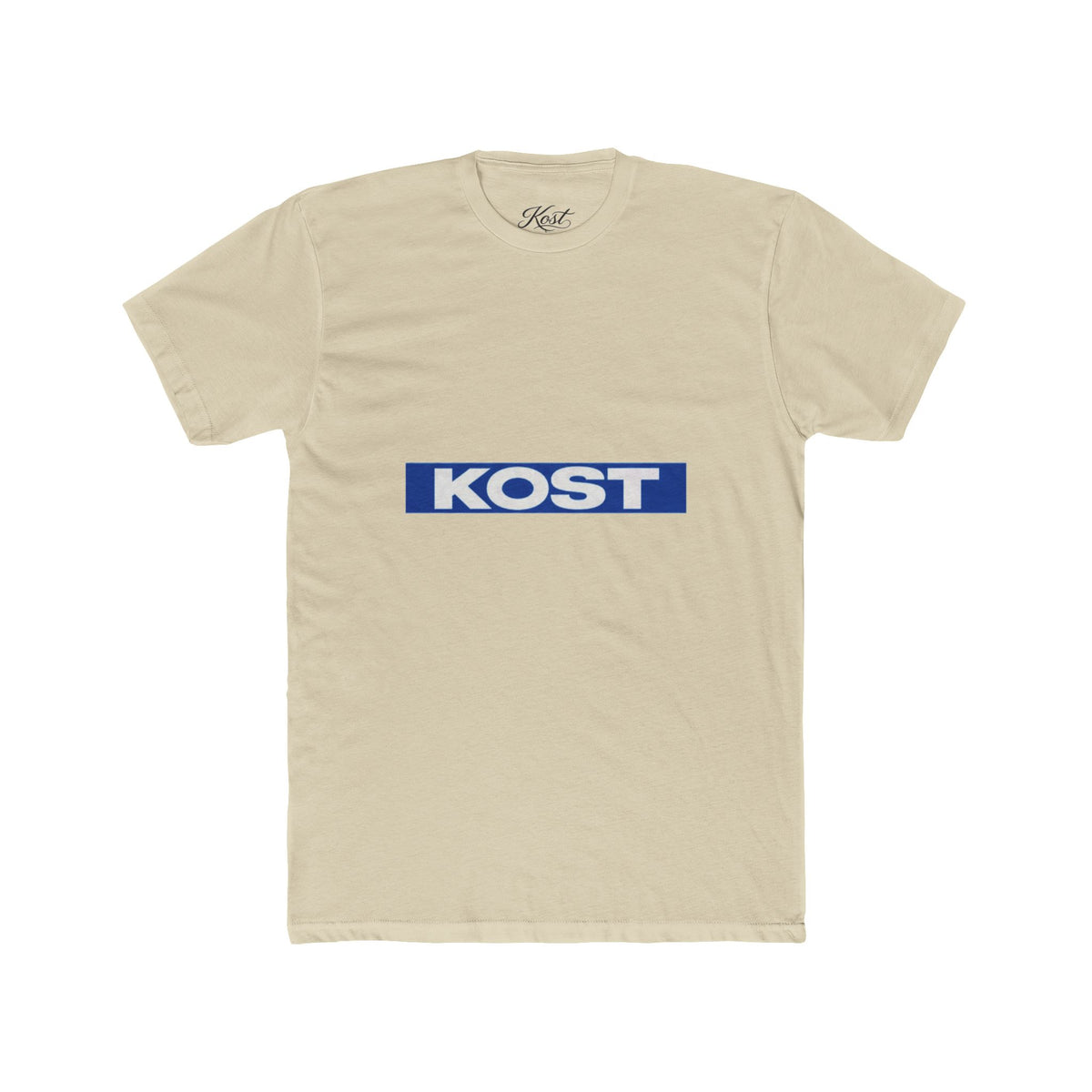 KOST Logo Tee — Retro Blue Box Graphic Cotton T‑Shirt