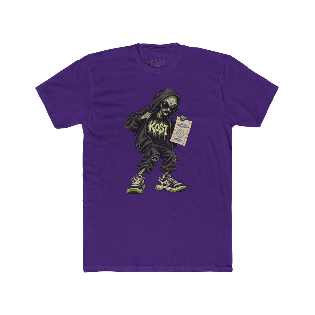Skull Hood Crew Tee — Grunge Streetwear Graphic T-Shirt with 'Kost' Design
