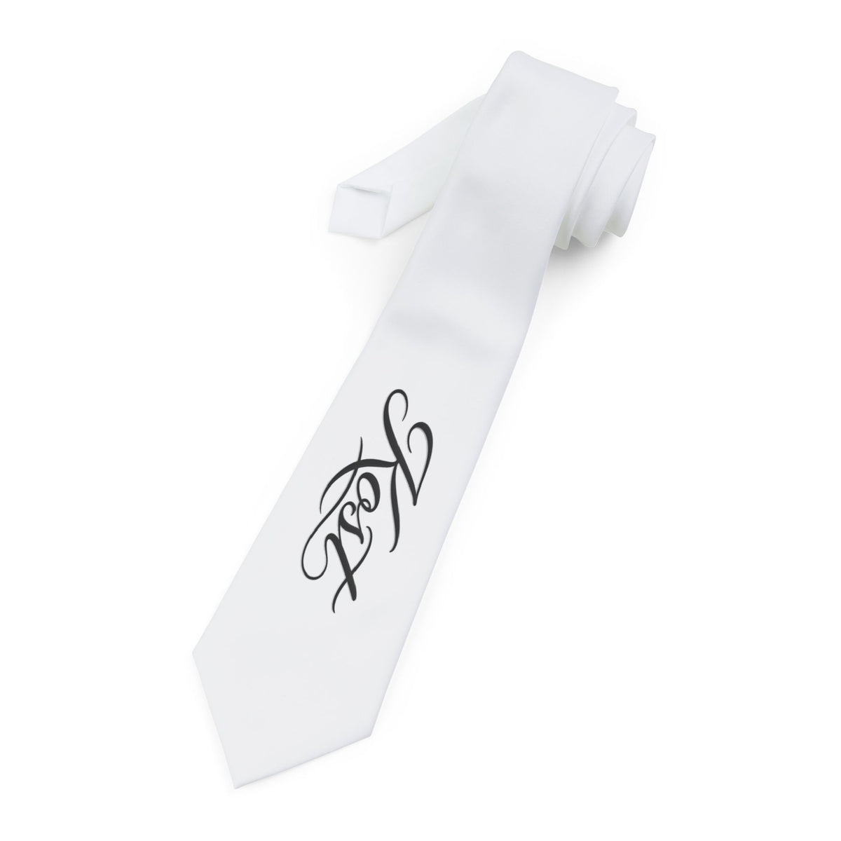 White Necktie with Elegant Monogram Design