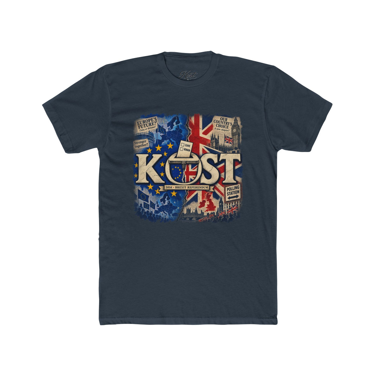 KOST Retro British-Inspired Graphic Tee — Vintage Union Jack Radio Design
