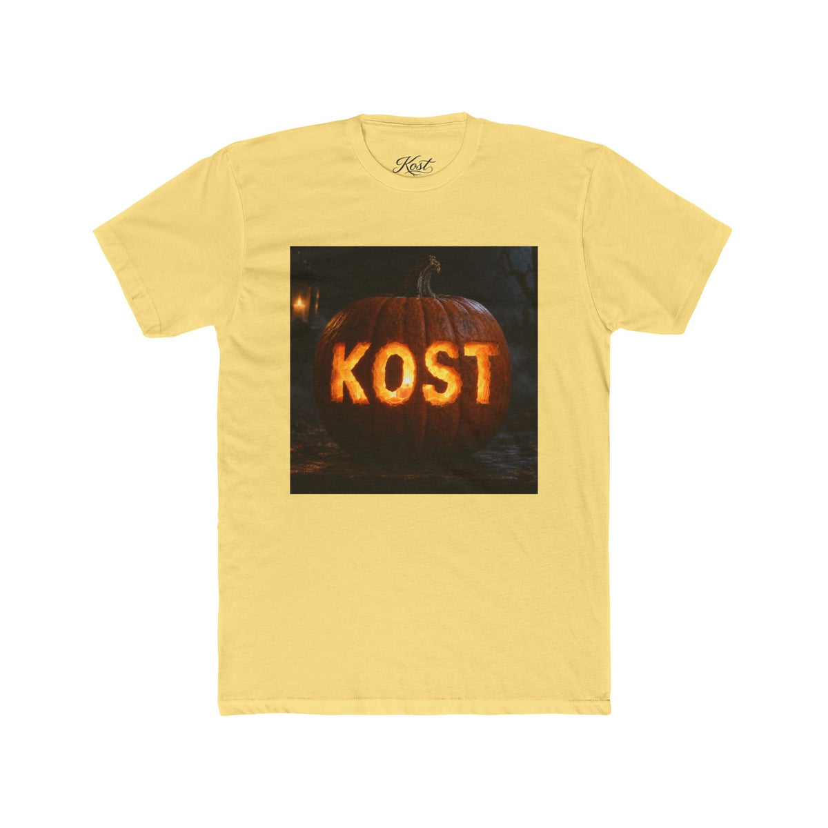 Pumpkin Carved 'KOST' Tee — Halloween Jack-O'-Lantern T-Shirt