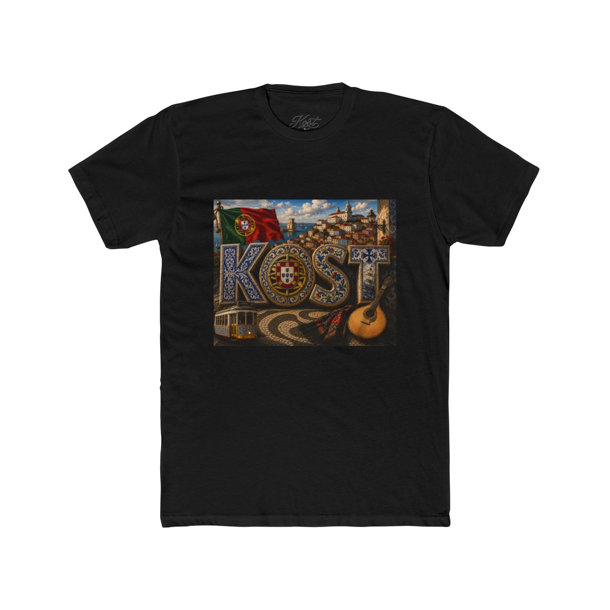 Kost Vintage Travel Tee — Retro Portuguese Azulejo Lisbon Graphic Shirt