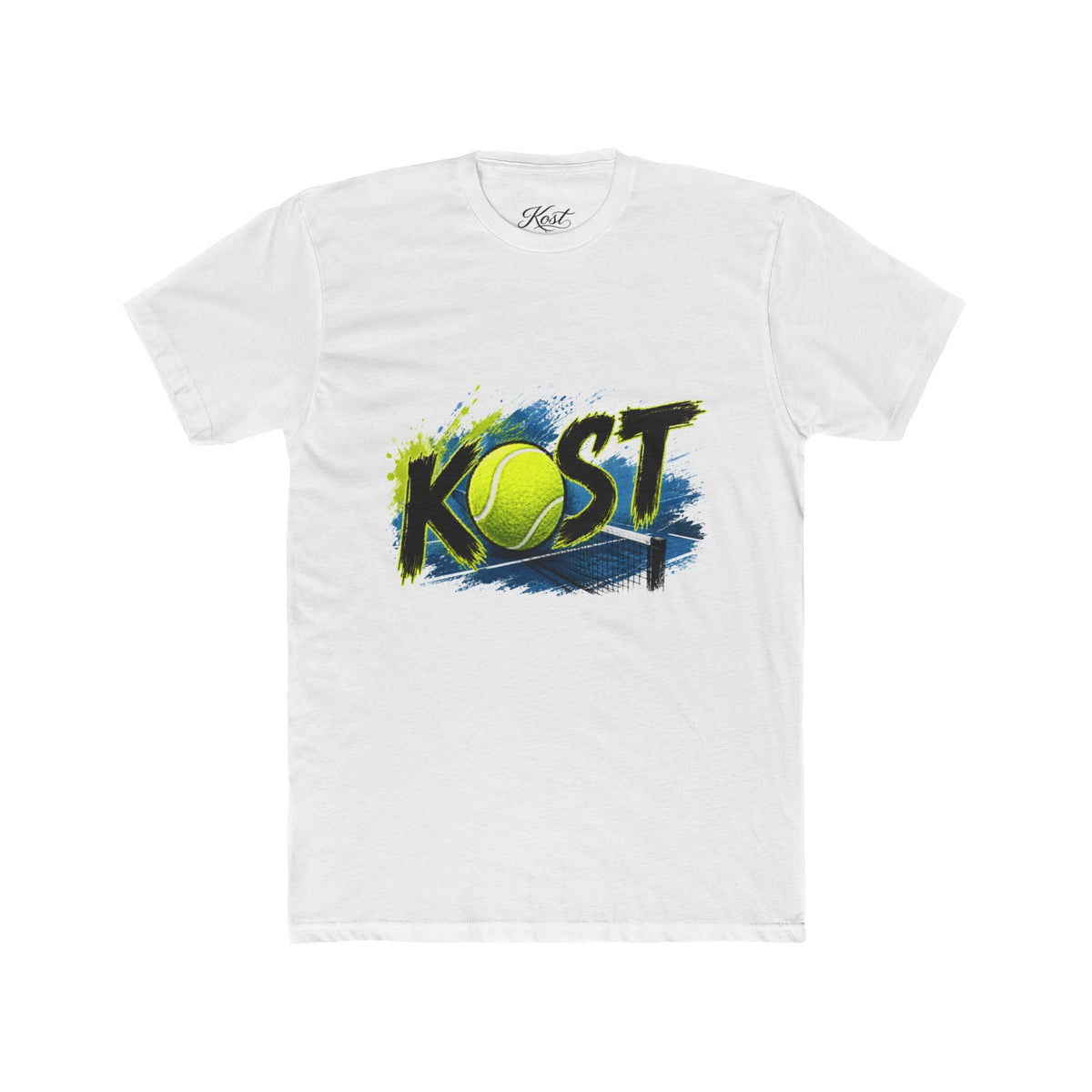 KOST Tennis Logo T‑Shirt — Vintage Brushstroke Tennis Graphic Tee
