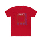 Kost Repeating Text Graphic Tee — Minimal Pastel Square Design