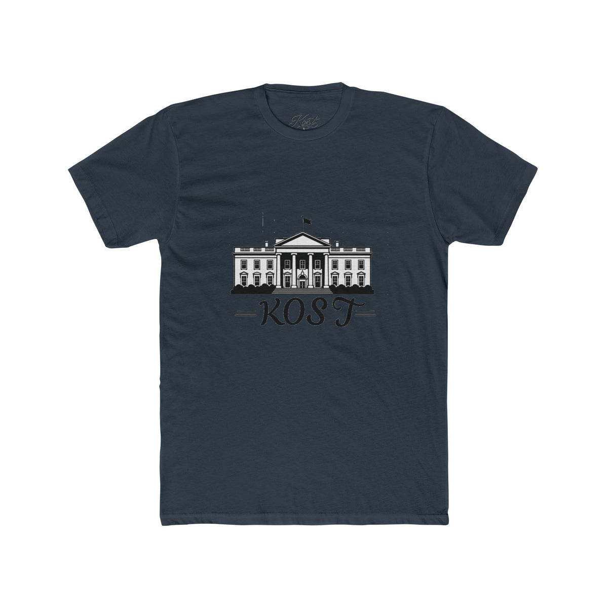 White Tee with Presidential Building Graphic & KOST Text