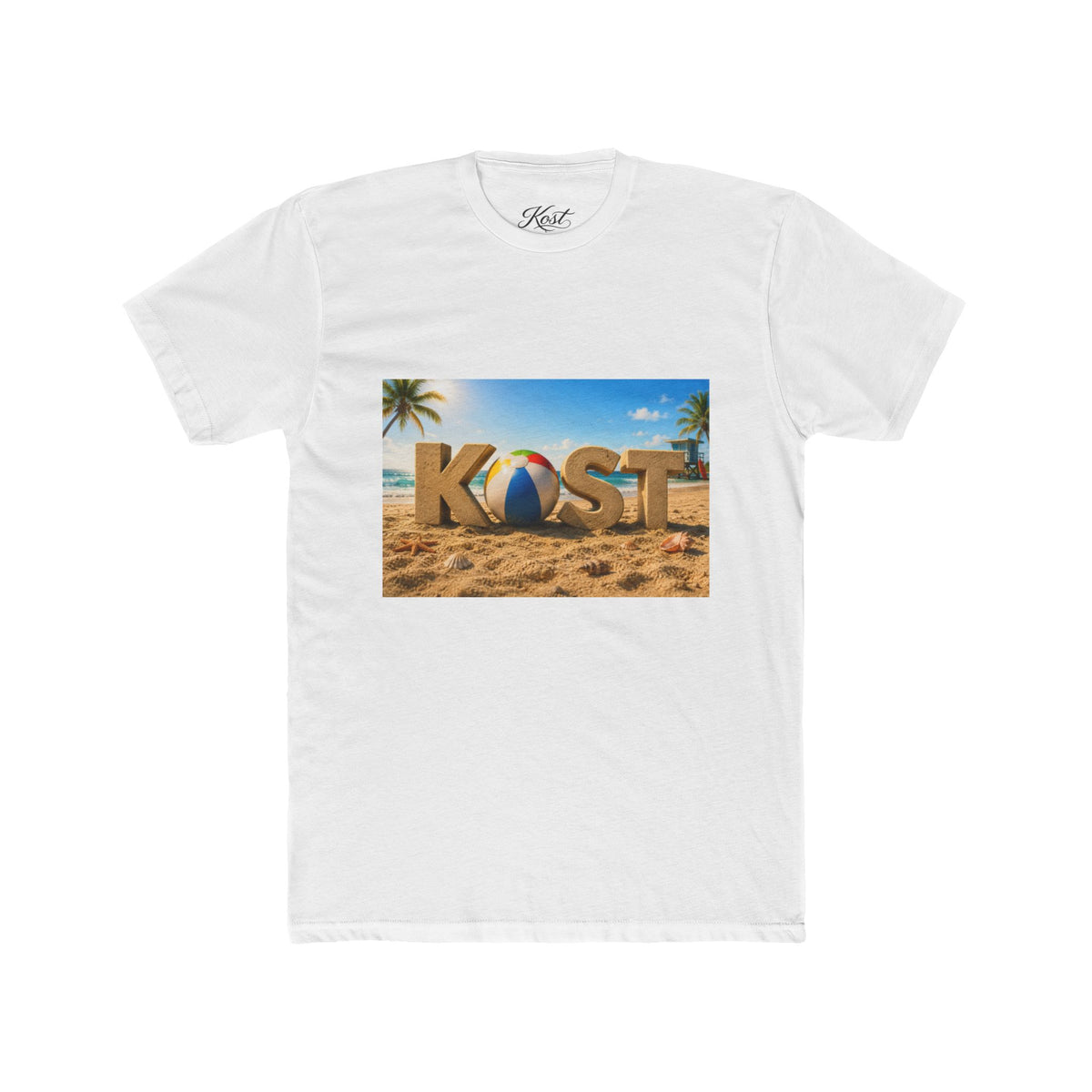 Coastal Beach Tee — 'KOST' Sand & Surf Graphic T-Shirt