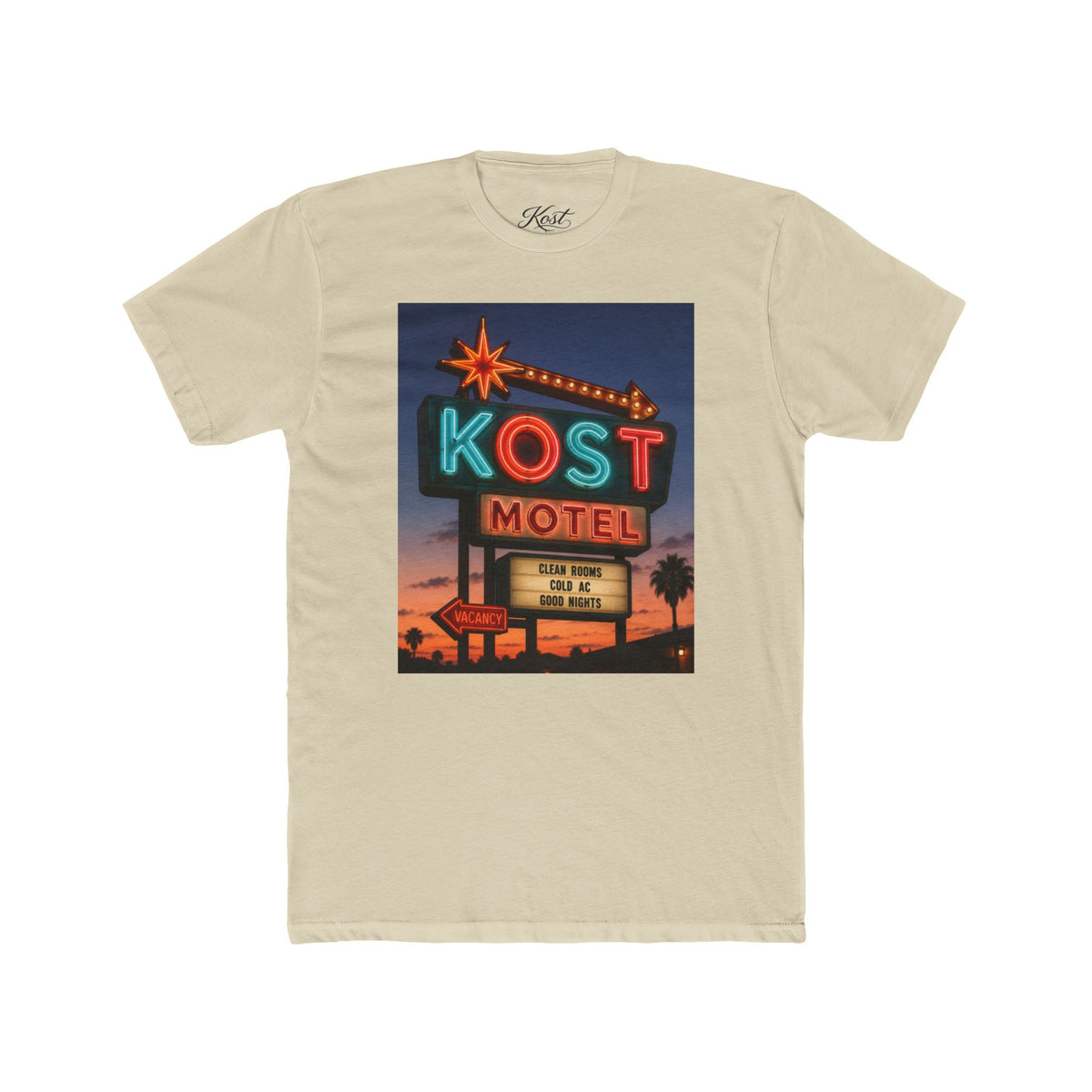 KOST Motel Retro Neon Sign Cotton T-Shirt