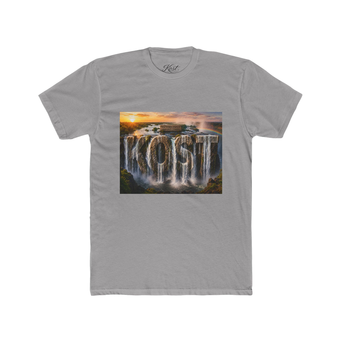 Coast Waterfall Graphic Tee — Scenic Sunset Nature T-Shirt