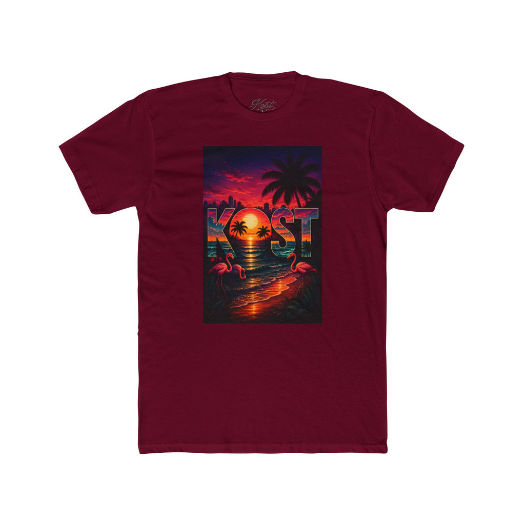 Retro Sunset Beach T-Shirt — 'Coast' Neon Palm Graphic Tee