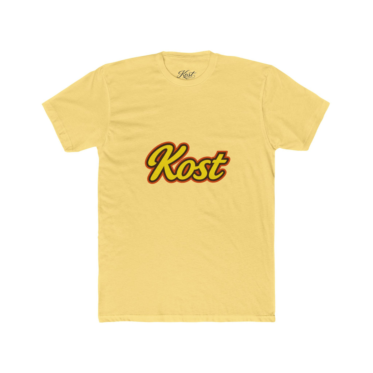 Kost Script T-Shirt — Retro Yellow & Red Logo Tee