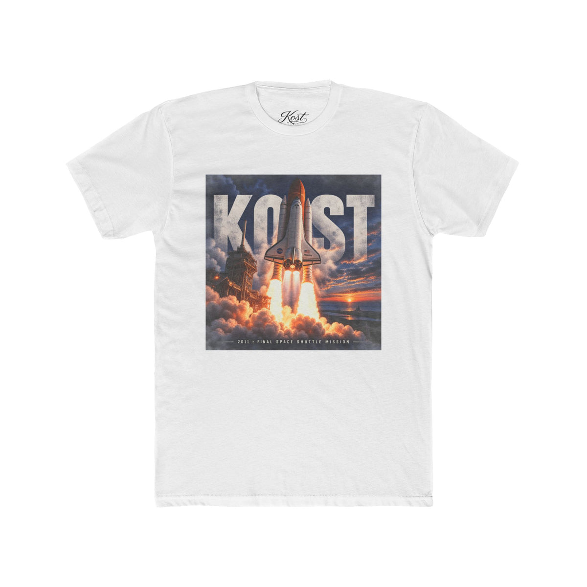 Space Shuttle Launch Graphic Tee — 'KOST' Retro Rocket Crew Shirt